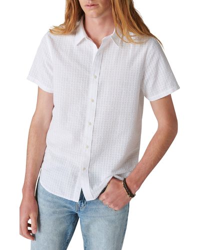 Lucky Brand Short Sleeve Seersucker Button-up Shirt - White