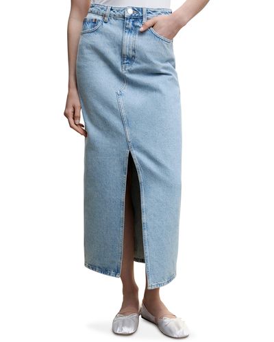 Mango Denim Maxi Skirt - Blue