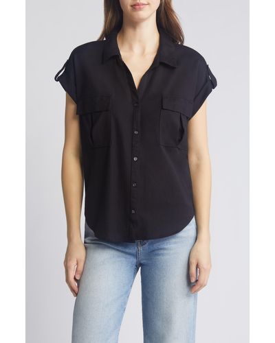 Bobeau Utility Short Sleeve Button-up Shirt - Black