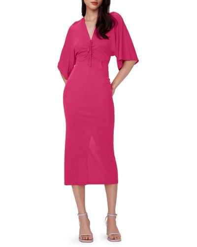 Diane von Furstenberg Valerie Center Ruched Bodice Dress - Pink