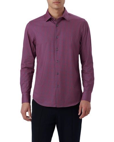 Bugatchi James Ooohcotton® Geometric Print Button-up Shirt - Purple