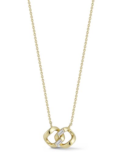 Dana Rebecca Cuban Chain Baguette Diamond Pendant Necklace - Metallic