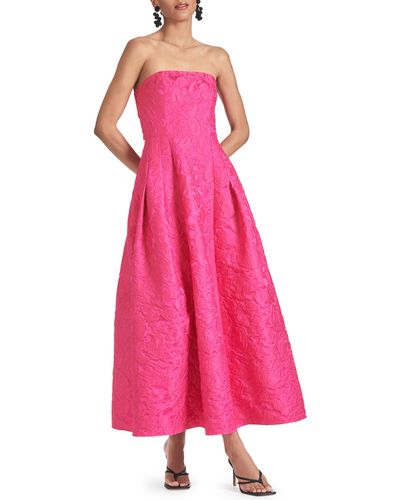 Sachin & Babi Margaux Floral Jacquard Strapless Gown - Pink