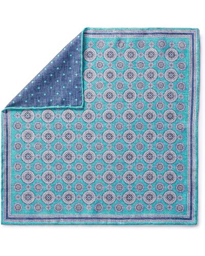 Jack Victor Selby Reversible Silk Pocket Square - Blue