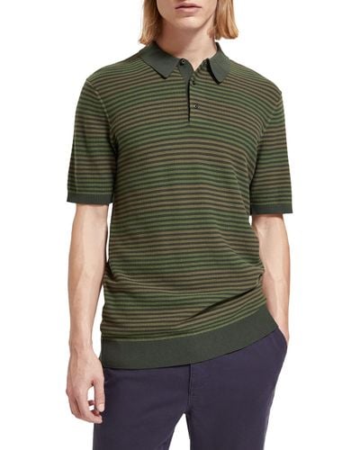 Scotch & Soda Hideaway Stripe Polo Sweater - Green