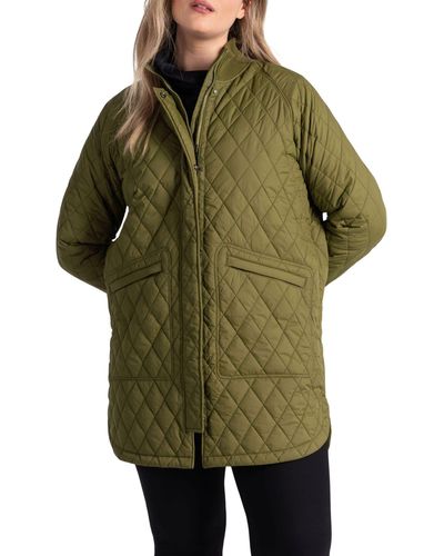 Lolë Quilted Water Repellent Nylon Bomber Jacket - Green