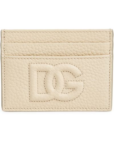 Dolce & Gabbana Dg Puffy Logo Leather Card Case - Natural