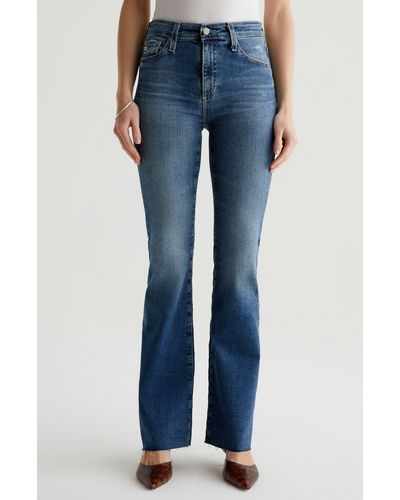 AG Jeans Farrah High Waist Fray Hem Bootcut Jeans - Blue