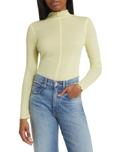 All In Favor Semisheer Mesh Top In At Nordstrom, Size X-small - Yellow