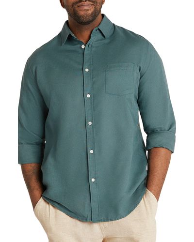 Johnny Bigg Anders Linen & Cotton Button-up Shirt - Green