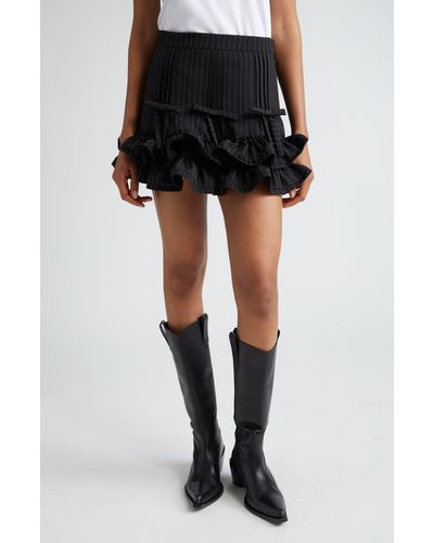 Tanner Fletcher Gender Inclusive Quinn Pinstripe Wool Blend Miniskirt - Black