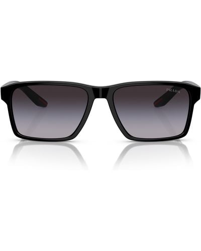 Prada 58mm Gradient Rectangular Sunglasses - Black