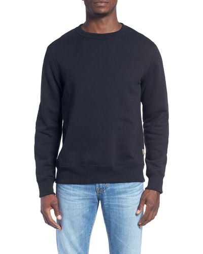 Billy Reid Dover Crewneck Sweatshirt With Leather Elbow Patches - Blue
