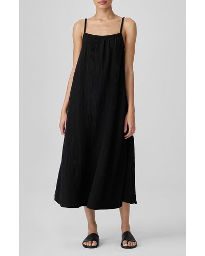 Eileen Fisher Cami Organic Cotton Gauze Dress - Black