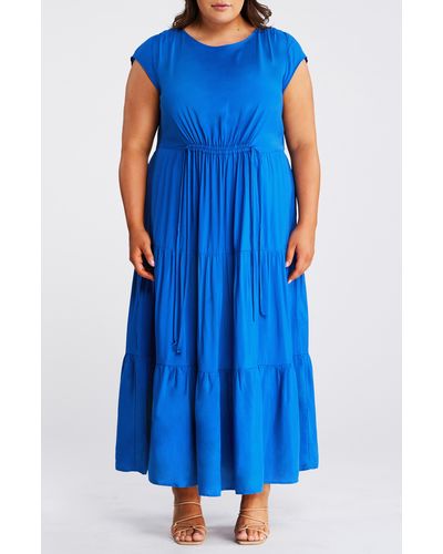 Estelle Lana Tiered Maxi Dress - Blue