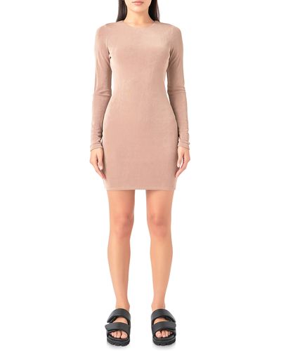 Grey Lab Long Sleeve Mini Sweater Dress - Pink