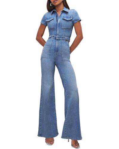 GOOD AMERICAN Fit For Success Palazzo Jumpsuit - Blue