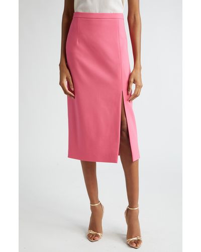 Michael Kors Virgin Wool Blend Pencil Skirt - Pink