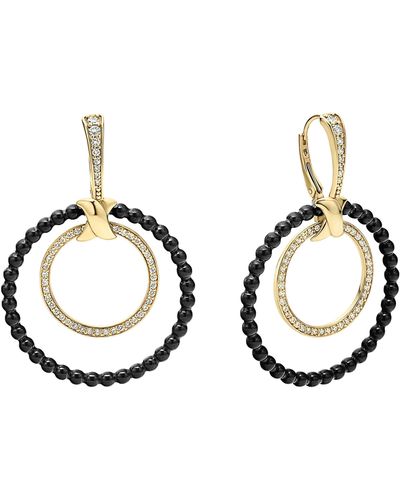 Lagos Meridian Double Circle 18k Gold Diamond & Ceramic Earring Set - Black