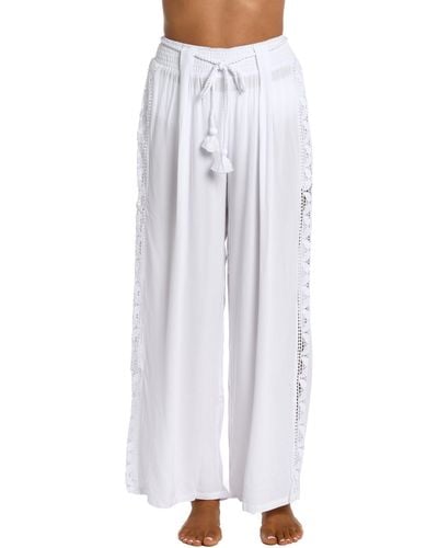 La Blanca Coastal Crochet Wide Leg Cover-up Pants - White
