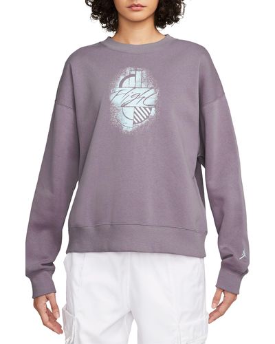 Nike Brooklyn Fleece Crewneck Graphic Sweatshirt - Purple
