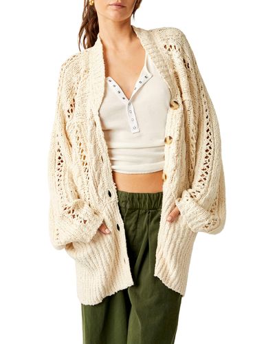 Free People Cable Stitch Cardigan - Natural