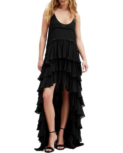 AllSaints Cavarly Tiered High-low Dress - Black