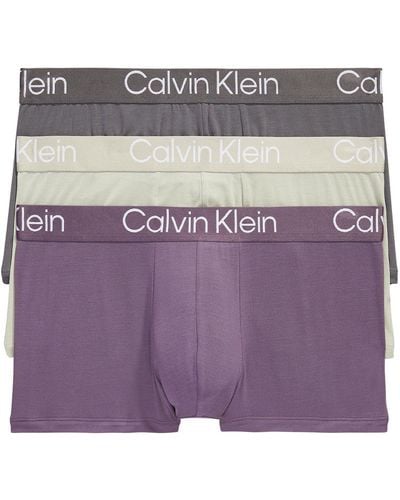 Calvin Klein Ultra-soft Modern 3-pack Stretch Modal Trunks - Purple