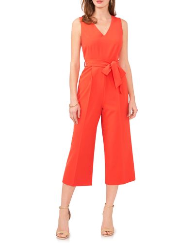 Vince Camuto Belted Crop Jumpsuit - Red
