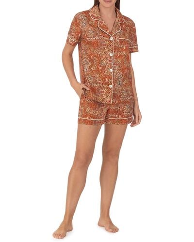 Bedhead Liberty Leopard Print Cotton Short Pajamas - Orange