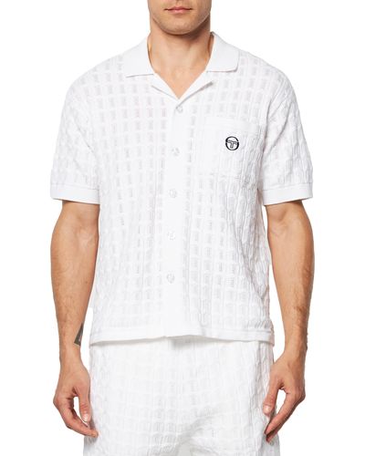 Sergio Tacchini Ulivo Textured Knit Camp Shirt - White