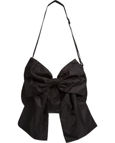 Sandy Liang Verona Bow Nylon Shoulder Bag - Black