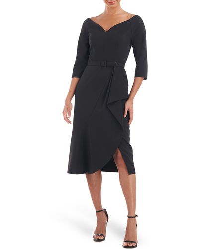 Kay Unger Izzy Belted Cocktail Dress - Black