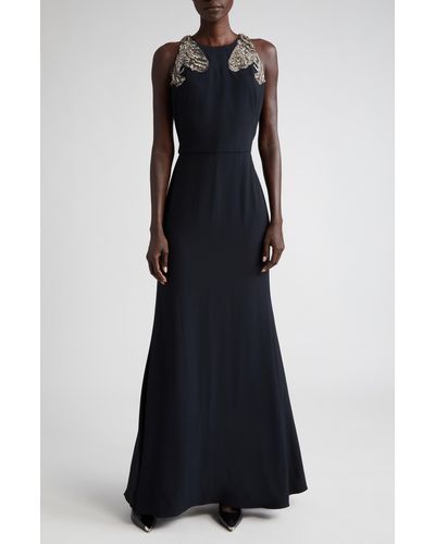 Alexander McQueen Crystal Embellished Sleeveless Trumpet Gown - Black