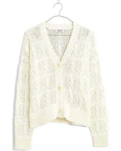 Madewell Open Stitch Cable Cotton Cardigan Sweater - Natural