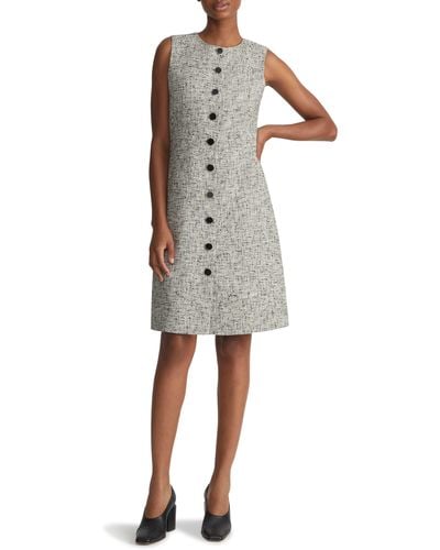 Lafayette 148 New York Sleeveless Linen Blend Tweed A-line Dress - Multicolor
