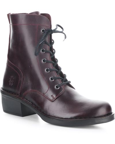 Fly London Milu Lace-up Leather Boot - Purple