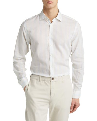 Nordstrom Trim Fit Non-iron Stripe Dress Shirt - White