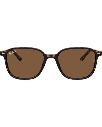 Ray-Ban Leonard 55mm Polarized Square Sunglasses - Brown