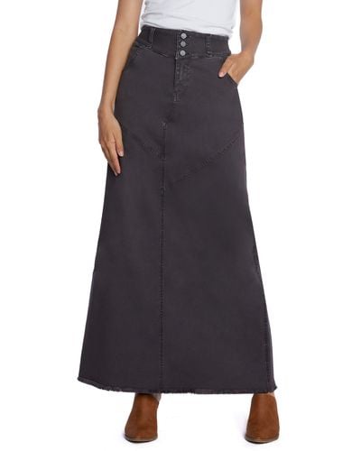 Wash Lab Denim Pieced Denim Maxi Skirt - Black