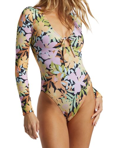 Billabong Mas Floral Long Sleeve One-piece Swimsuit - Multicolor