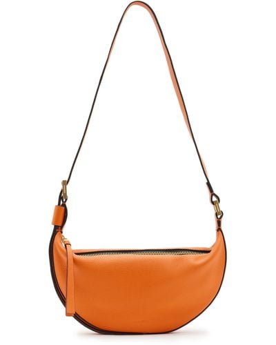 AllSaints Half Moon Leather Crossbody Bag - Orange