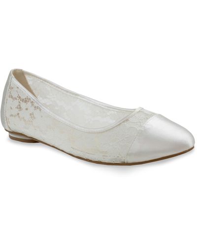 Paradox London Sweetie Satin Lace Flat - White