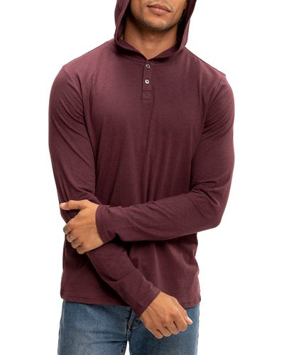 Threads For Thought Long Sleeve Henley Hoodie - Red
