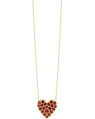 Bony Levy 14k Gold Garnet Heart Pendant Necklace - White
