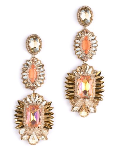 Deepa Gurnani Klara Beaded Crystal Drop Earrings - Orange
