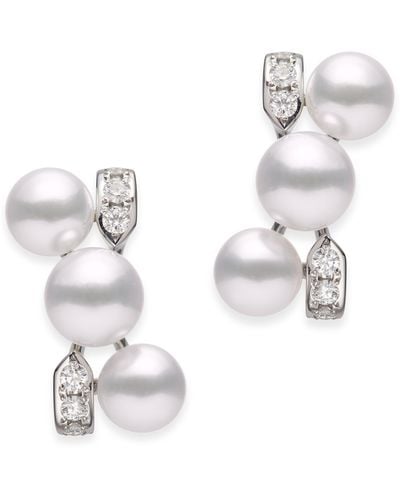 Mikimoto Cluster Cultured Pearl Earrings - White