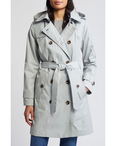 London Fog Water Repellent Belted Trench Coat - Gray