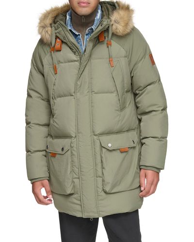 Andrew Marc Suntel Water Resistant Down Parka With Removable Faux Fur Trim - Green