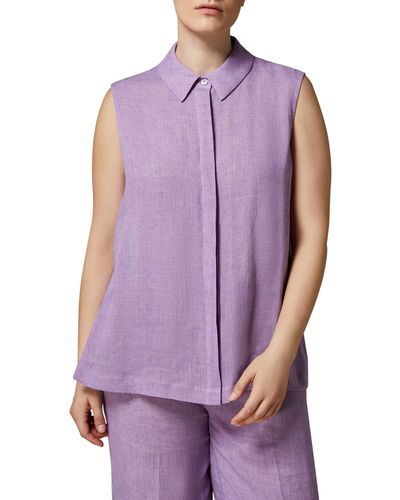 Marina Rinaldi Eddy Sleeveless Button-up Top - Purple